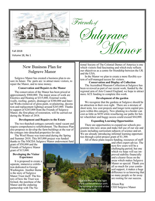 Friends of Sulgrave Manor Newsletter